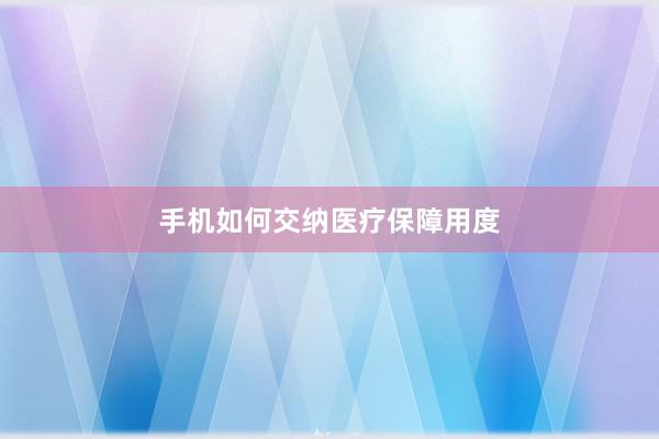 手机如何交纳医疗保障用度